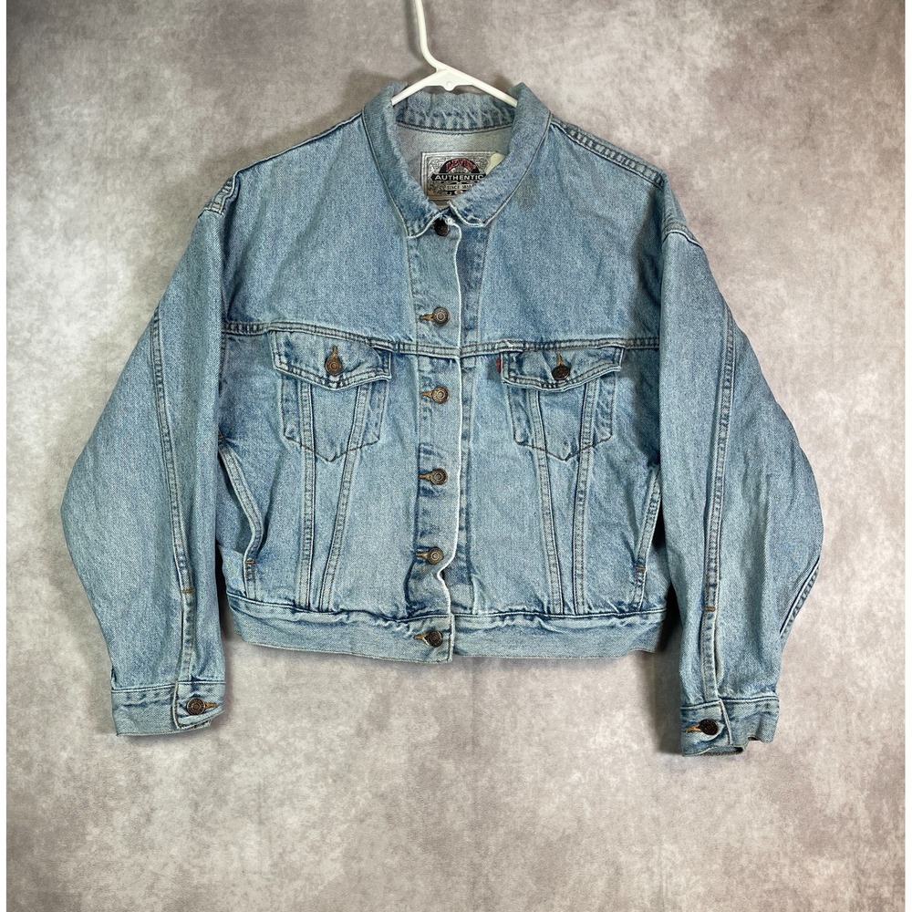 VINTAGE Levis Denim Jean Trucker Jacket Womens Small Blue Button Up Type 3 Faded